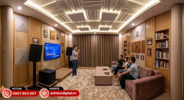 Bố trí tiêu âm hợp lý giúp giảm dội âm và hạn chế hú rít hiệu quả