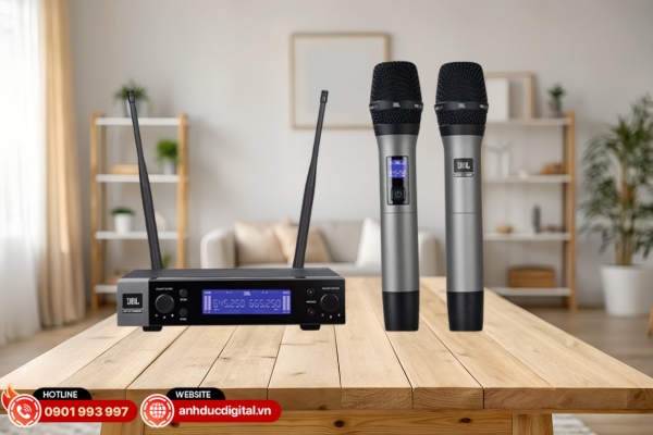 JBL VM200 là micro karaoke không dây cao cấp, bắt sóng ổn định, hát nhẹ và chống hú hiệu quả cho dàn âm thanh gia đình
