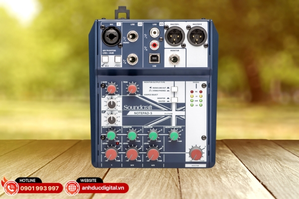 Soundcraft Notepad-5 là mixer analog 5 kênh nhỏ gọn tích hợp USB, lý tưởng cho thu âm tại nhà, podcast và livestream