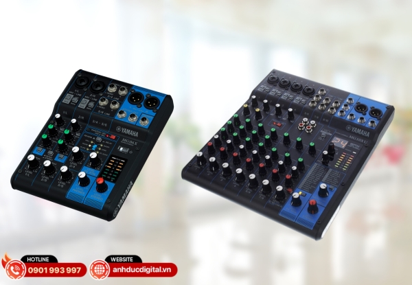 Mixer Yamaha MG06 / MG10XU nhỏ gọn, dễ sử dụng, phù hợp karaoke gia đình và không gian phòng nhỏ