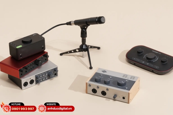 Audio interface tối ưu cho livestream và podcast, cho giọng nói rõ ràng, ổn định