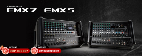 Mixer liền công suất Yamaha tích hợp ampli sẵn, lắp đặt gọn gàng và sử dụng tiện lợi