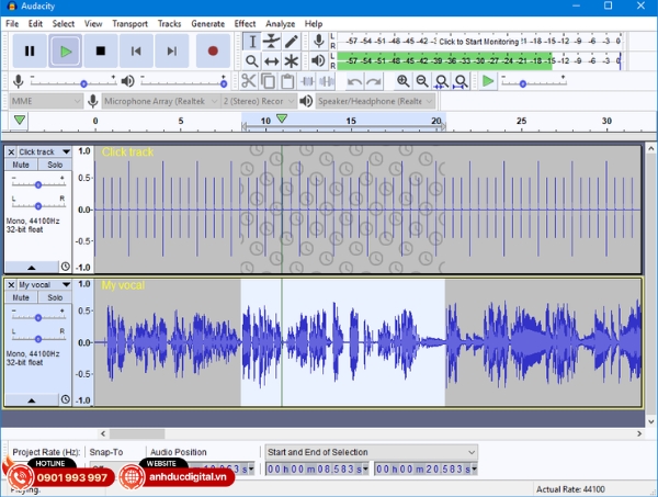 Phầm mềm thu âm Audacity được nhiều người dùng sử dụng phổ biến