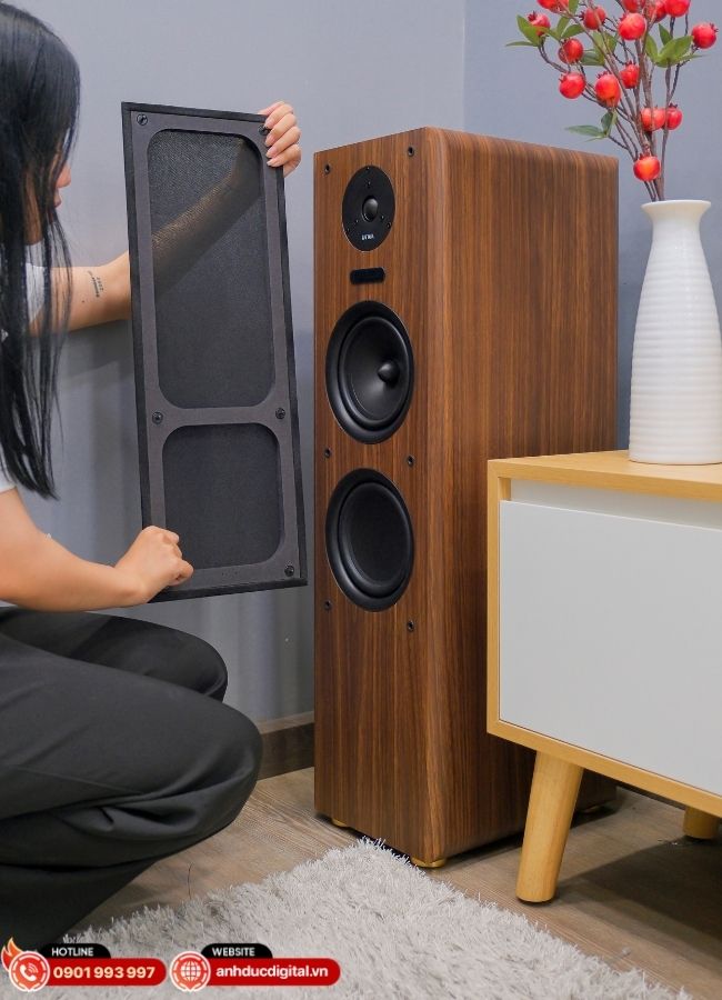 Cấu trúc thùng gỗ MDF dày giúp loa cột Kadma BS66 kiểm soát bass tốt và hạn chế rung chấn