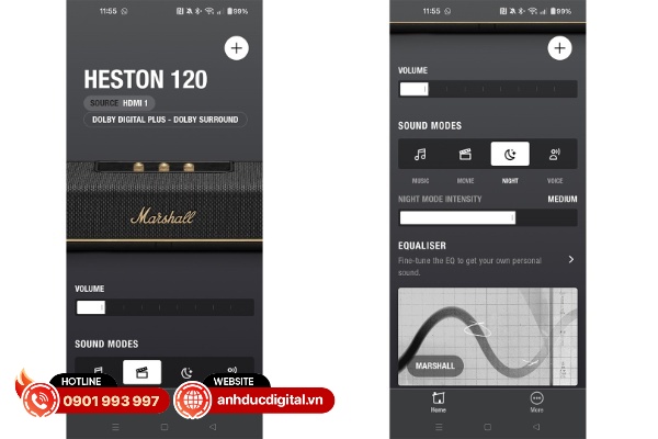 Ứng dụng điều khiển dành cho Marshall Heston 120