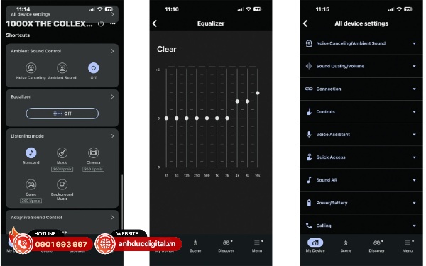 Ứng dụng Sound Connect điều khiển tai nghe Sony 1000X The Collexion