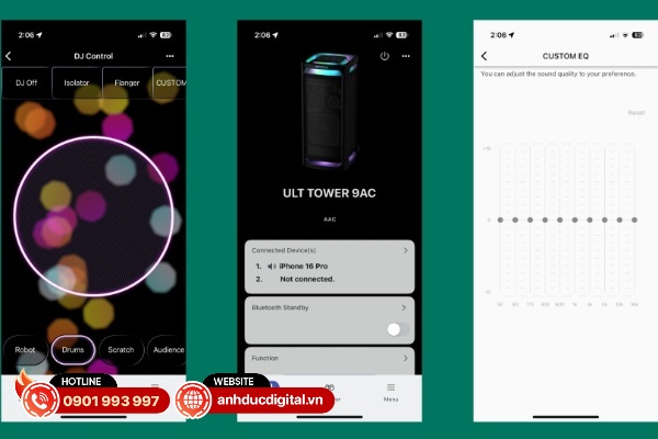 Sony ULT Tower 9 có thể được điều khiển bằng ứng dụng Sound Connect