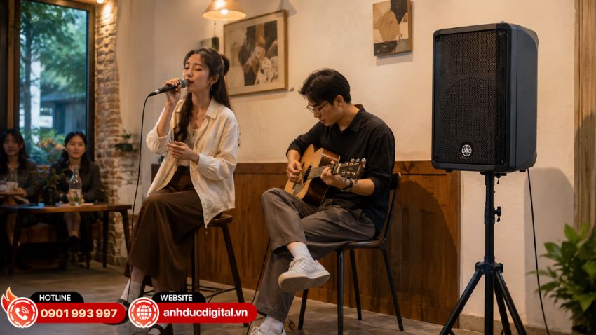 Yamaha DBR10 phù hợp sân khấu nhỏ tại quán cà phê, nhà hàng và lounge với độ phủ âm thanh rộng