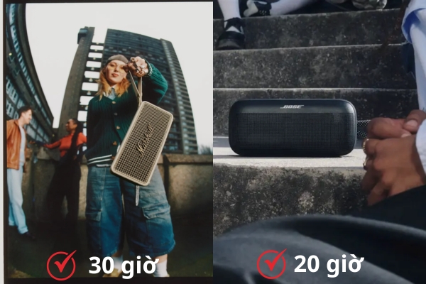 Marshall Middleton II có thời lượng pin lớn hơn Bose SoundLink Plus 10 giờ