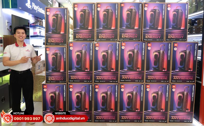 JBL PartyBox 330 chính hãng tại Anh Đức Digital, công suất 280W RMS, phù hợp tiệc gia đình, karaoke và không gian ngoài trời