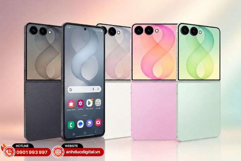 Galaxy Z Flip8 mang đến 4 màu sắc cá tính: Rosé, Graphite, Cream và Mint, phù hợp nhiều phong cách