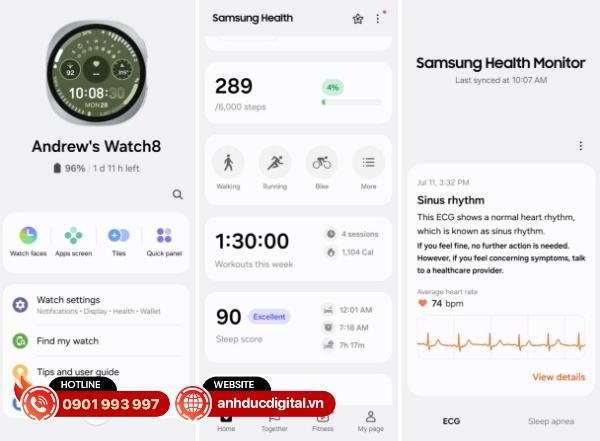 Theo dõi đồng hồ Samsung Galaxy Watch 8 trên ứng dụng