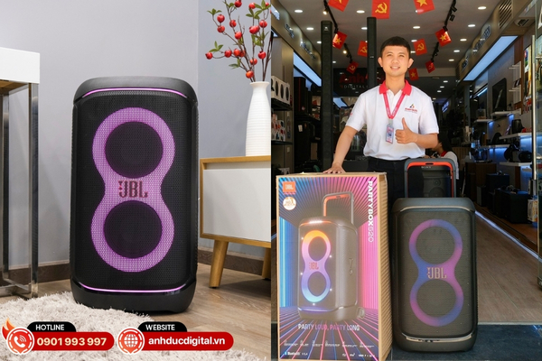 Loa karaoke JBL PartyBox Stage 520 âm thanh mạnh mẽ với bass sâu, pin 15 giờ và đèn nhịp điệu làm bừng không khí mọi bữa tiệc