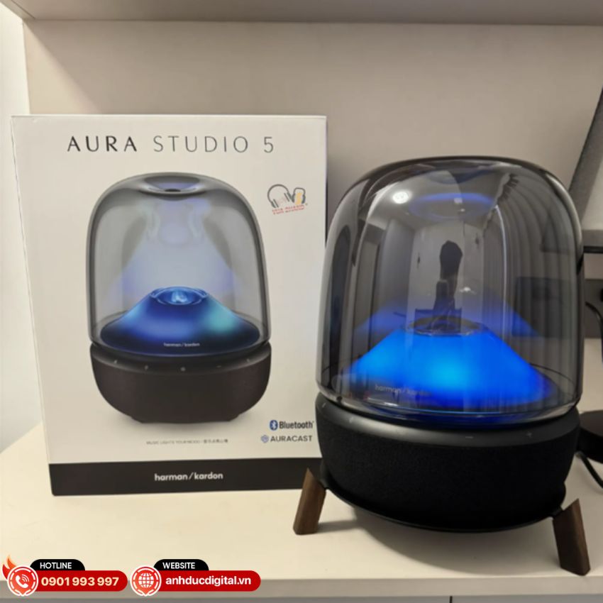 Hệ thống đèn LED 360 độ của Harman Kardon Aura Studio 5, hiệu ứng ánh sáng đồng bộ với nhạc