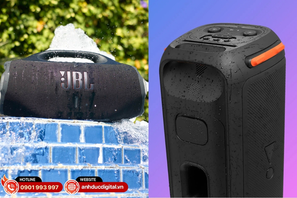 JBL Boombox 4 đạt chuẩn IP68 chống nước, chống bụi vượt trội, trong khi PartyBox 710 chuẩn IPX4 phù hợp cho các buổi tiệc có nước bắn nhẹ