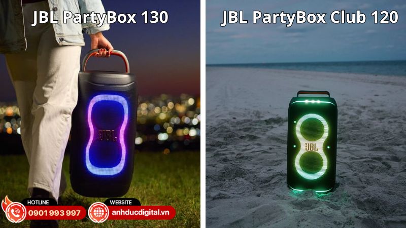 PartyBox 130 nổi bật với thiết kế điều khiển mới, lightshow nâng cấp và IPX4 trong khi Club 120 vẫn gọn nhẹ, dễ di chuyển và bền bỉ