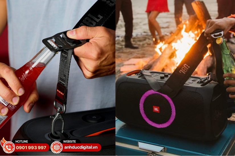 Đèn LED sống động và quai đeo tiện lợi trên PartyBox On The Go 2 và On The Go