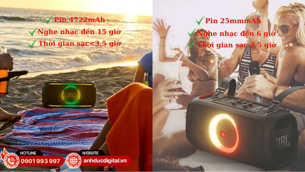 PartyBox On The Go 2 và On The Go có pin lâu và sạc nhanh tiện lợi