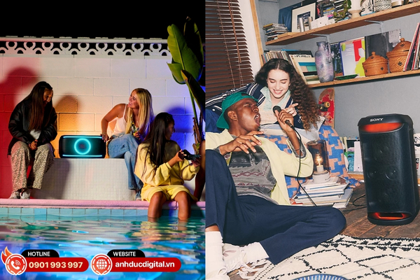 JBL On-The-Go 2 có cổng USB-C và micro còn Sony SRS-XV500 đa dạng hơn với micro, guitar, USB-A và AUX 3,5 mm