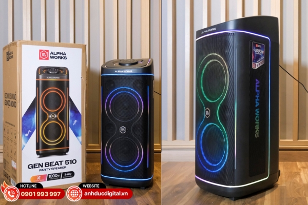 Party Alpha Works GEN BEAT 510 có thiết kế gọn gàng, âm thanh mạnh mẽ, phù hợp karaoke và tiệc gia đình