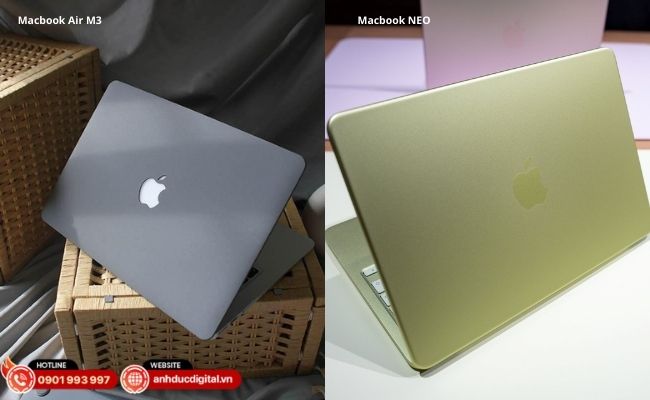 Bảng so sánh cho thấy lợi thế của Air M3 về kết nối Wi-Fi 7 và cổng sạc MagSafe 3 tiện lợi