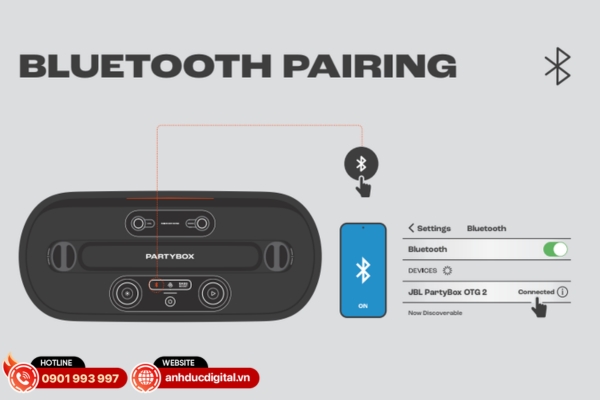 Loa JBL PartyBox On-The-Go 2 kết nối nhanh chóng qua Bluetooth 5.4