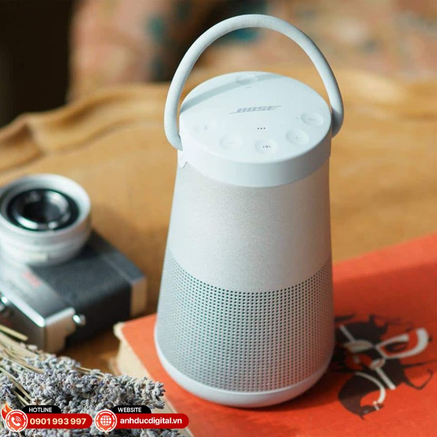 Bose SoundLink Revolve Plus II - dáng trụ nhôm nguyên khối, quai xách vải mềm, âm thanh 360 độ