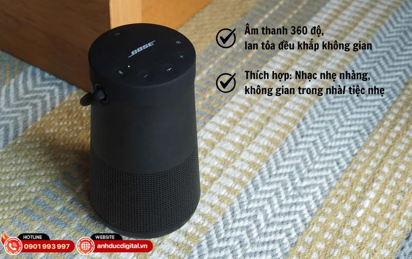 Bose Revolve Plus II - âm thanh 360 độ lan tỏa, cân bằng giữa bass, mid và treble