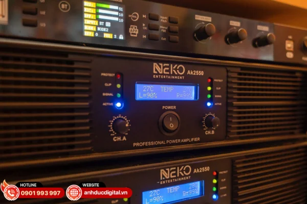 Công suất Neko AK2550 khuếch đại mạnh mẽ, giúp hệ thống vận hành ổn định và âm thanh luôn rõ nét