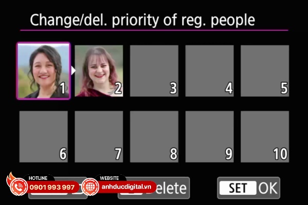 Canon EOS R6 Mark III có tính năng mới là đăng ký chủ thể người được ưu tiên lấy nét