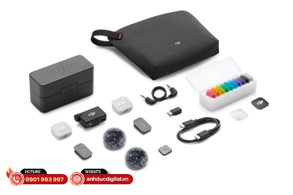 Gói combo DJI Mic Mini 2 với đầy đủ các thiết bị và phụ kiện