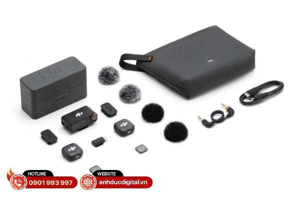 Bộ DJI Mic 3 Combo đi kèm các phụ kiện