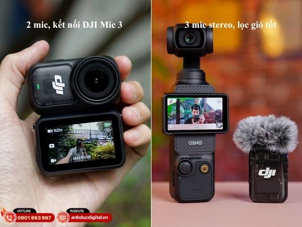 So sánh âm thanh DJI Osmo Nano vs DJI Pocket 3 trong điều kiện quay ngoài trời