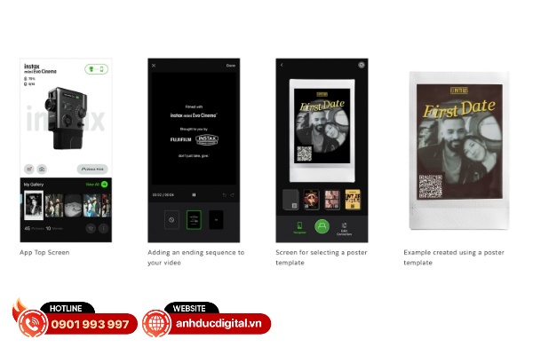 Ứng dụng trên điện thoại di động đi kèm với Fujifilm Instax Mini Evo Cinema