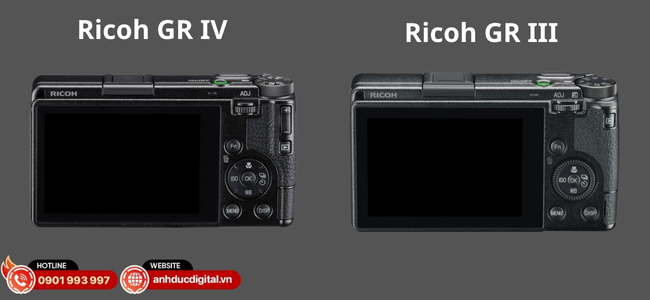 Ricoh IV có thiết kế tinh gọn và cầm thoải mái hơn so với Ricoh GR III