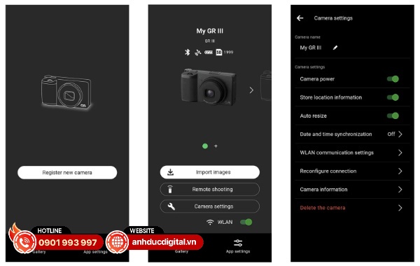 Ricoh GR IV cung cấp kết nối không dây qua Bluetooth và WIFI với ứng dụng GR WORLD