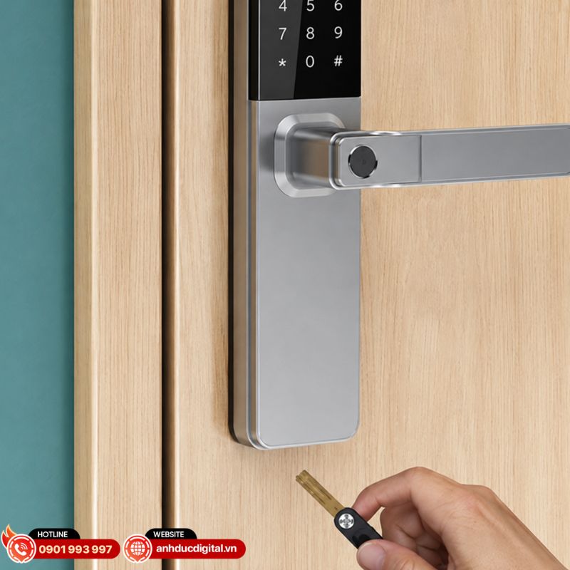 Philips DDL615-5HBS có chìa khóa cơ dự phòng, giúp mở cửa khi hệ thống điện tử không hoạt động